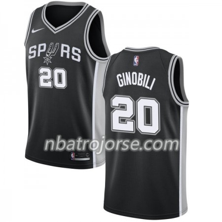 Män San Antonio Spurs Tröja Manu Ginobili 20 Nike 2017-18 Svart Swingman